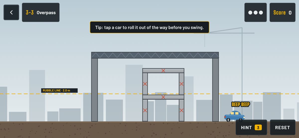 A parked car honking BEEP BEEP under an overpass.